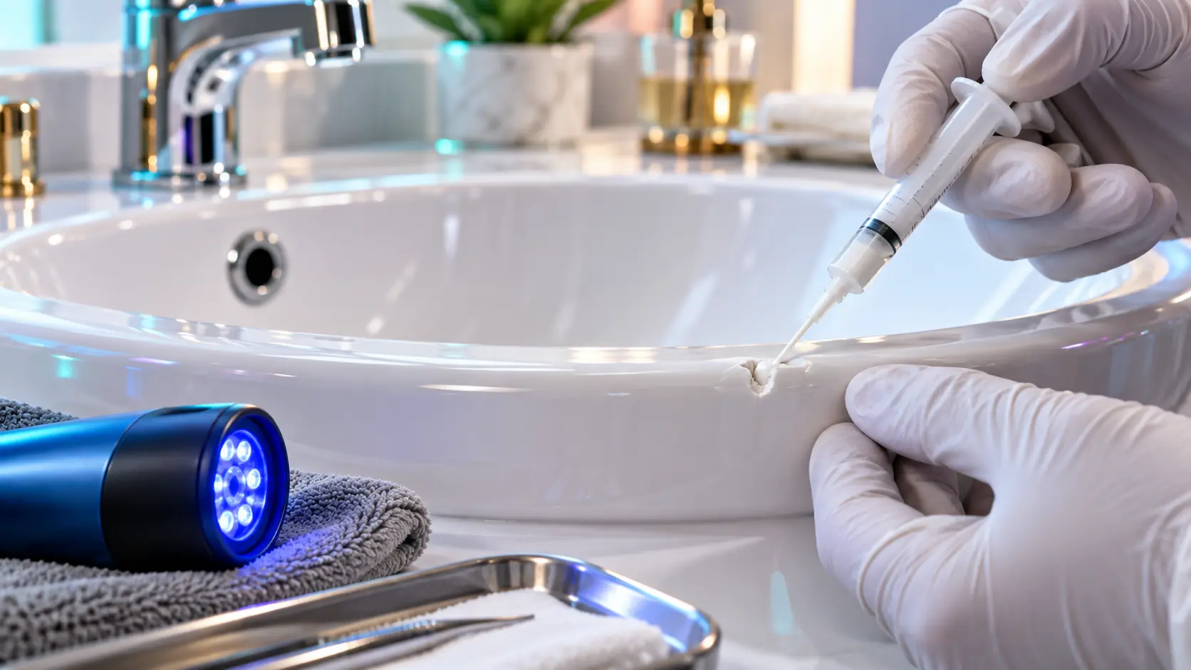Ceramic glaze repair on sanitaryware