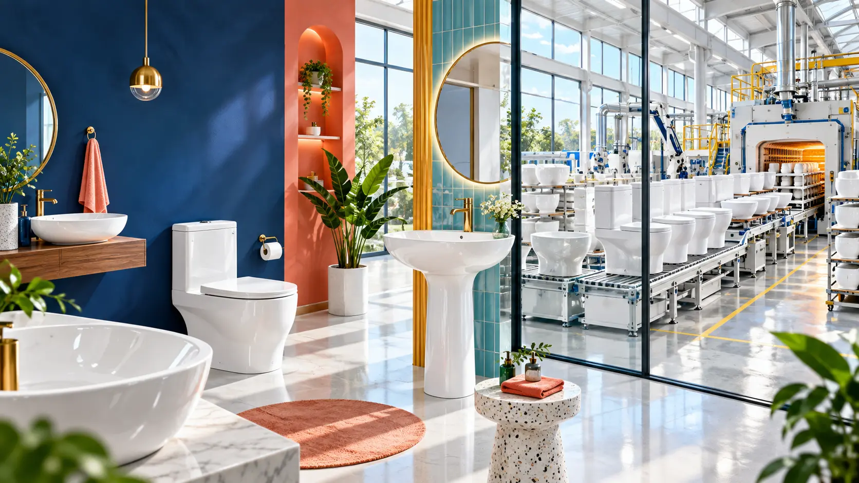 Sanitaryware ceramic glazing production