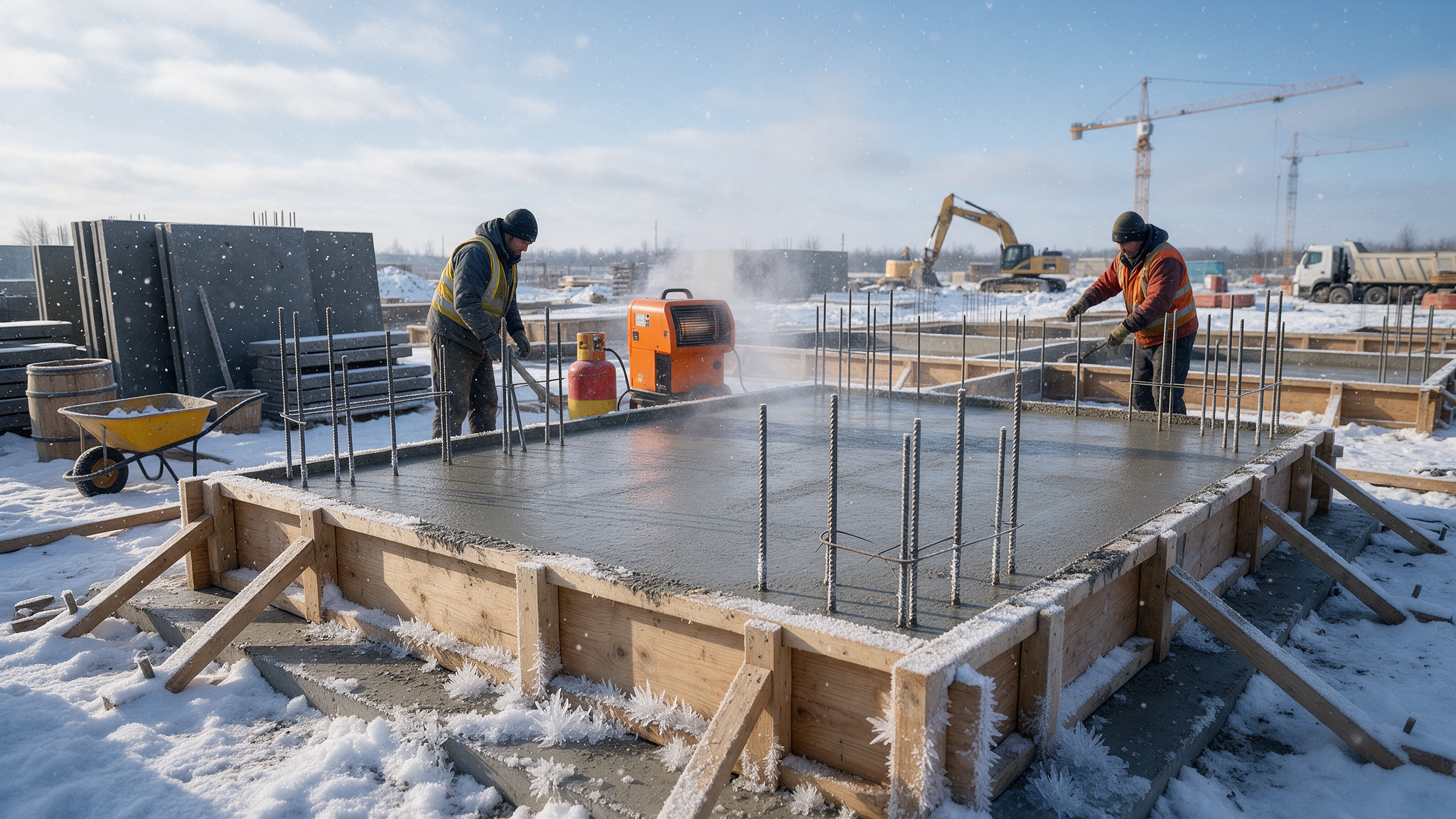Calcium formate application for cold-weather concrete construction