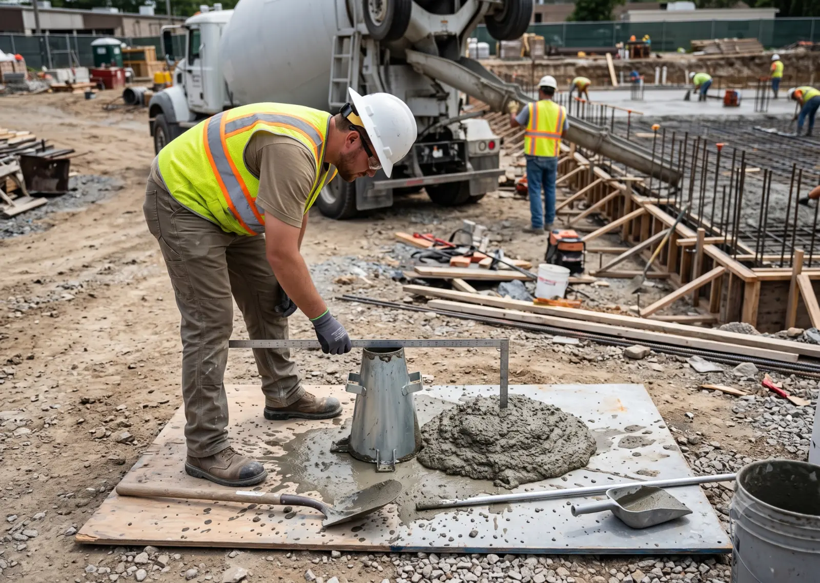 Worker preparing repair mortar
