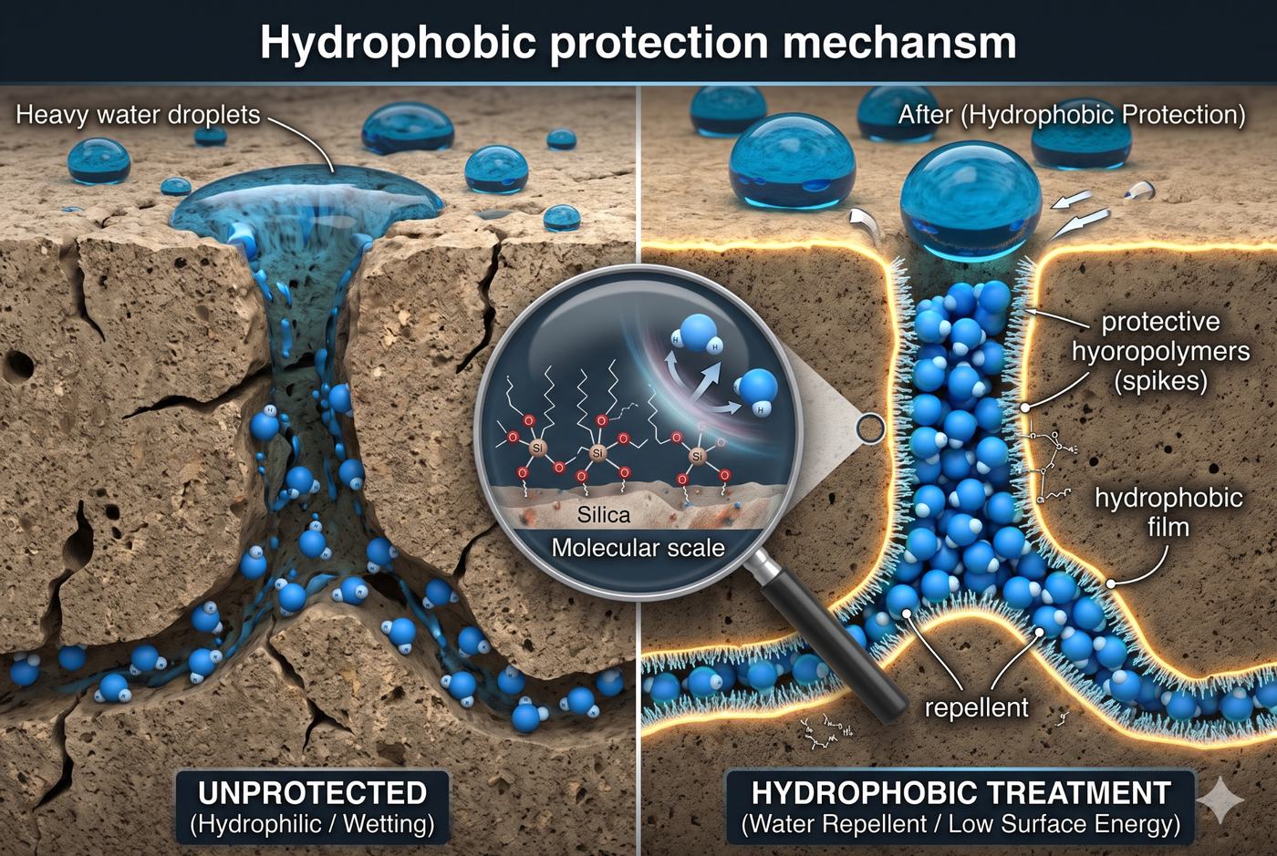 Hydrophobic protection mechanism