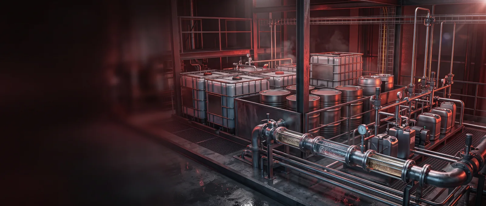 Industrial chemical handling and oilfield formulation equipment
